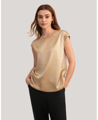 Women's Basic Cap Sleeves Silk Tee
