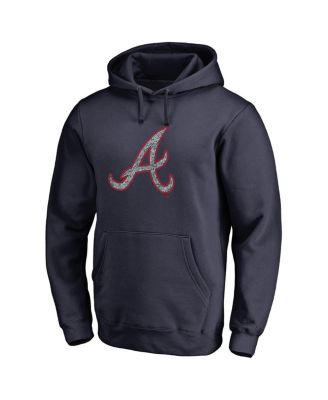 Men's Navy Atlanta Braves Static Logo Pullover Hoodie