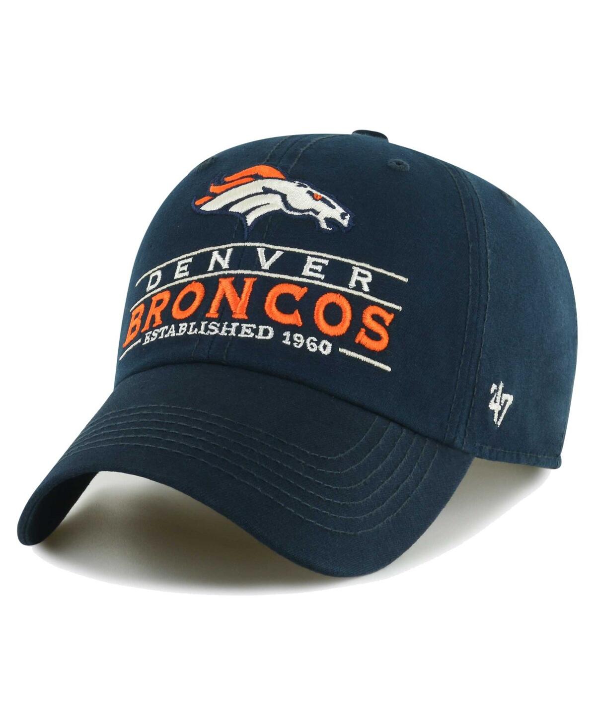 47 Brand Men's ' Navy Denver Broncos Vernon Clean Up Adjustable Hat In Black