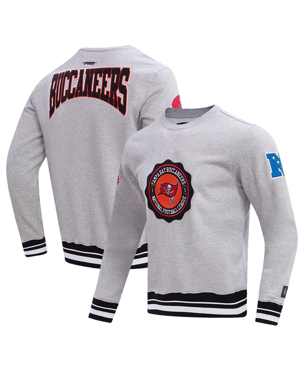 Men's Pro Standard Heather Gray Tampa Bay Buccaneers Crest Emblem Pullover Sweatshirt - Heather Gray