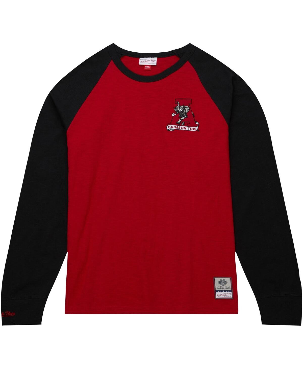 Men's Mitchell & NessAlabamaTide Legendary Slub Raglan Long Sleeve T-shirt - Crimson