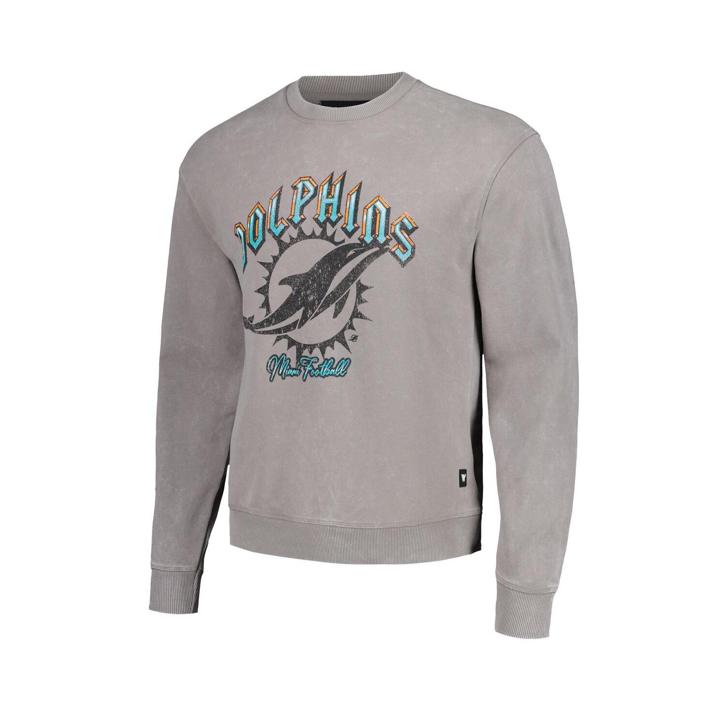 Men's and Women's Gray Miami Dolphins Distressed Pullover Sweatshirt