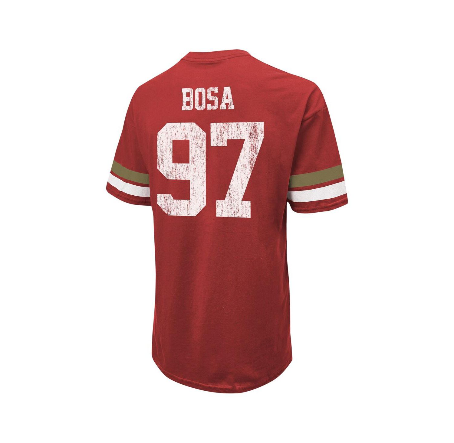 Men's Threads Nick Bosa Scarlet Distressed San Francisco 49ers Name and Number Oversize Fit T-shirt