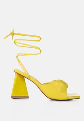 Womens Primavera Ruched Triangular Heel Lace Up Sandal