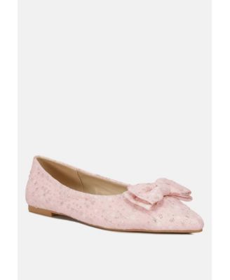 Womens cicely jacquard bow embellished ballet flats