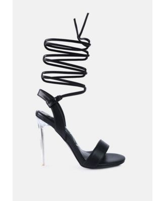 Sheeny Clear Stiletto Lace Up Heels