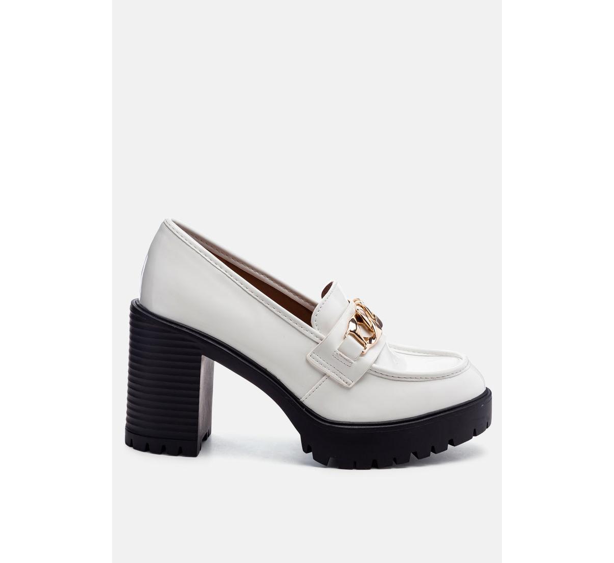 Women's sachs block Heeled chunky loafers - White