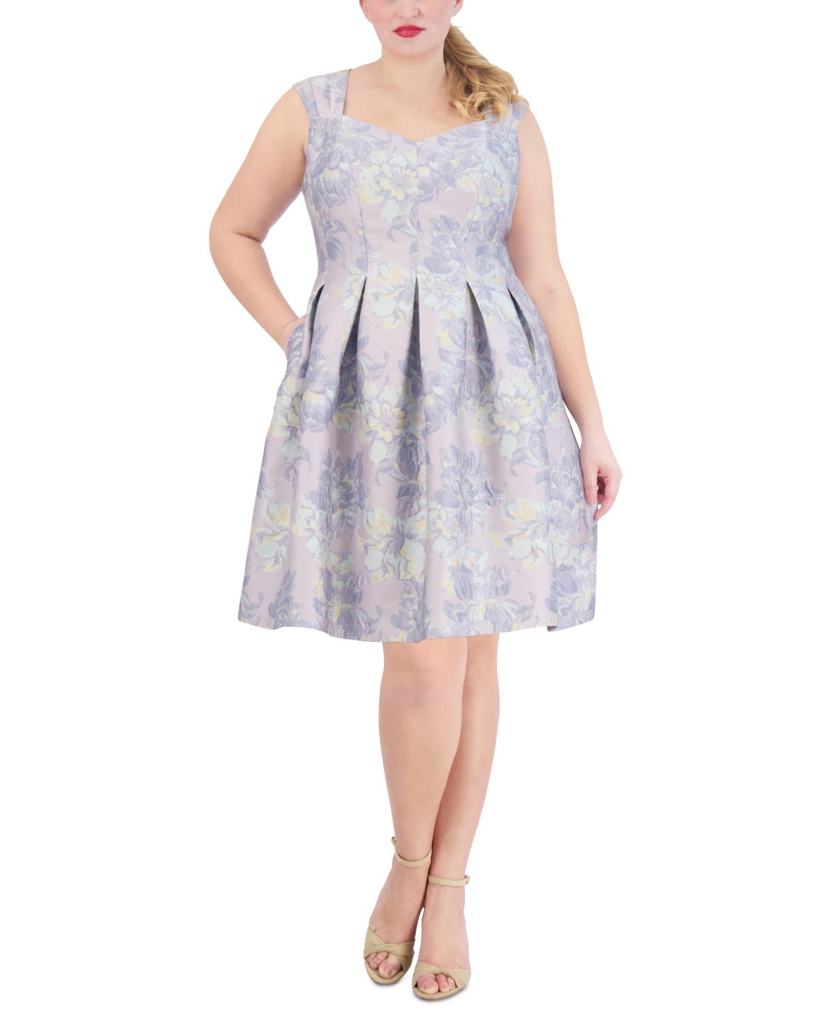 Vince Camuto Plus Size Jacquard Fit & Flare Dress In Lavender