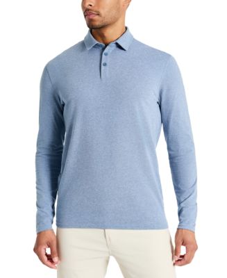 Kenneth Cole Men's 4-Way Stretch Heathered Long-Sleeve Piqué Polo