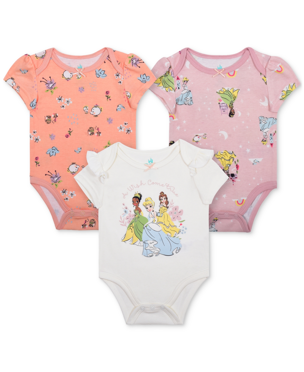 Shop Disney Baby 3 Pack Princesses Bodysuits In Assorted