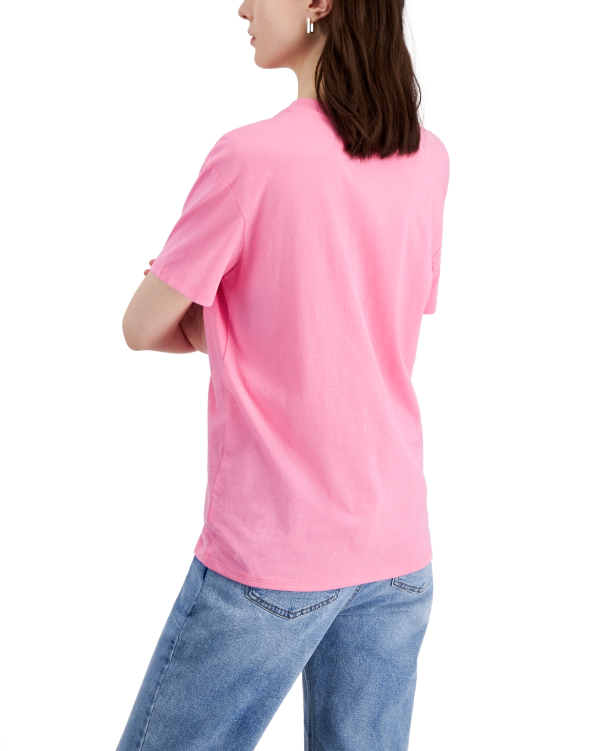 Shop Self Esteem Self-esteem Juniors' Aries Drop-shoulder Crewneck Tee In Agave Pink