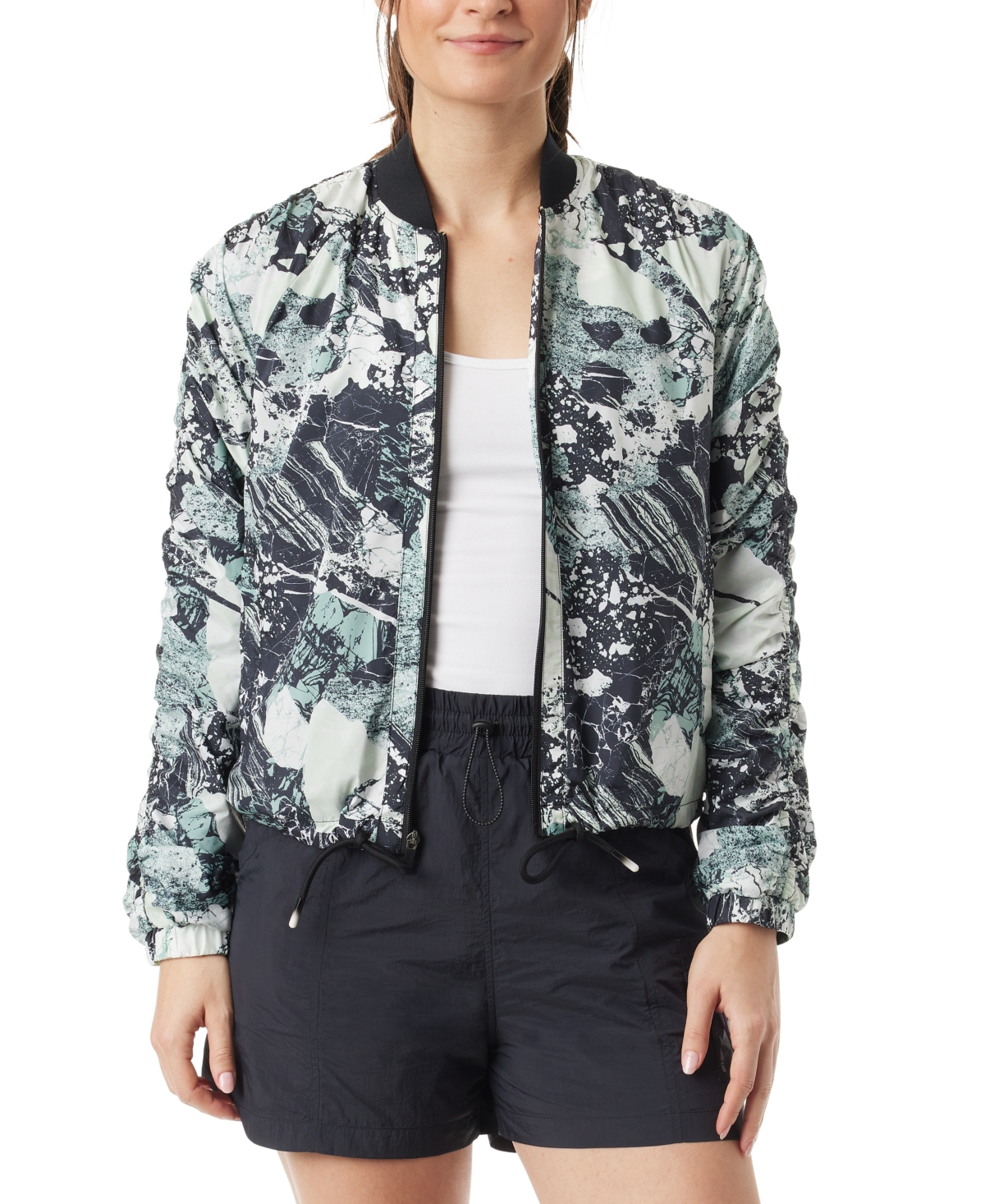 Bass Outdoor Women's Printed Packable Bomber Jacket In Black Beauty