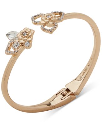 Anne Klein - Gold-Tone Crystal Flower Cuff Bracelet