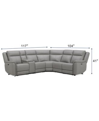 Addyson 117" 6-Pc. Leather Sectional with 3 Zero Gravity Recliners with Power Headrests & 1 Console, Created for Macy's