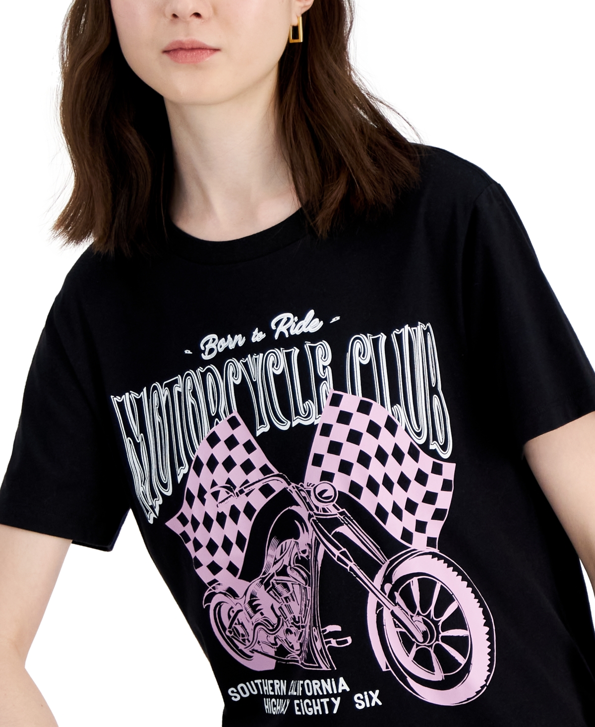 Shop Grayson Threads, The Label Cotton Motorcycle Club Crewneck Tee In Black