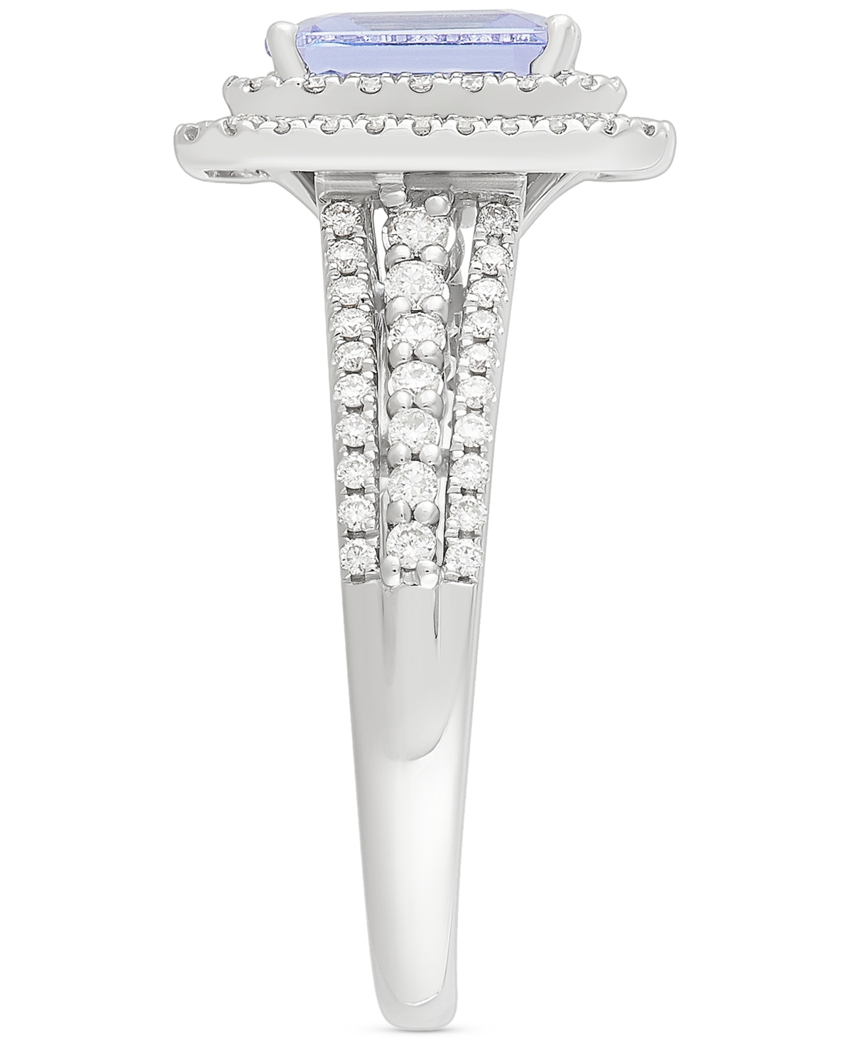 (1-3/4 ct. t.w.) & Diamond (5/8 ct. t.w.) Double Halo Multirow Ring in 14k White Gold - Tanzanite