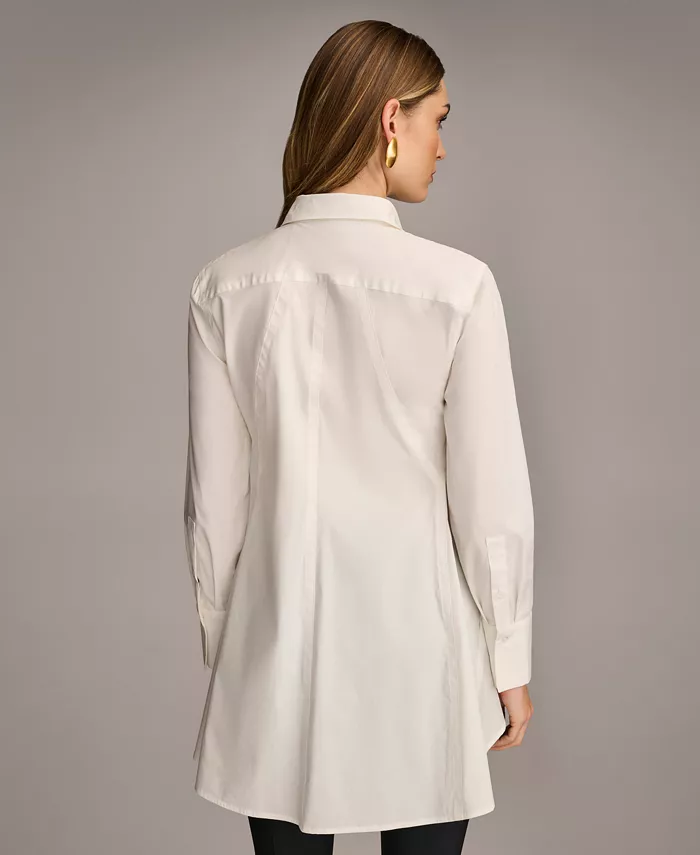 Women's A-Line Button-Down Poplin Tunic Top - thumbnail 10