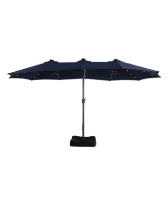 15ft Rectangular Double-Sided Solar LED Outdoor Patio Market Umbrella with Base Included