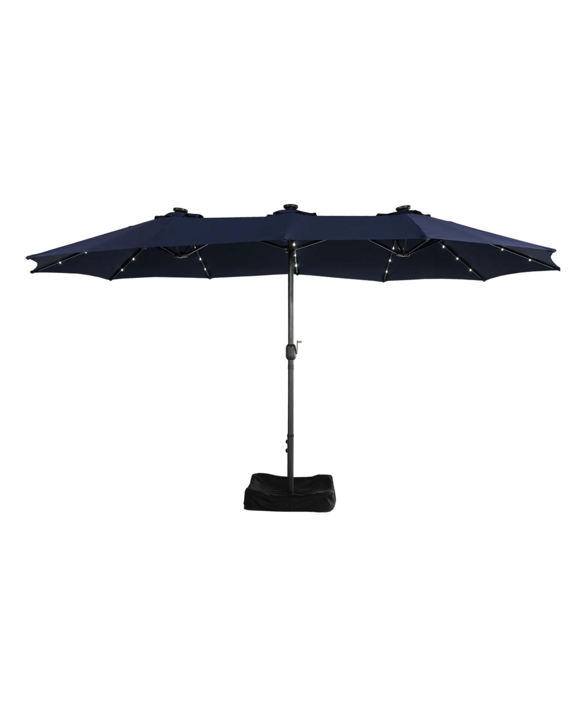 15ft Rectangular Double-Sided Solar Led Outdoor Patio Market Umbrella with Base Included - Tan