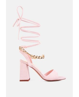 Womens Gone Gurl Metal Chain Lace Up Sandals