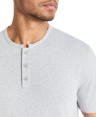 Men's 4-Way Stretch Heathered Stand-Collar Piqu&eacute; Henley