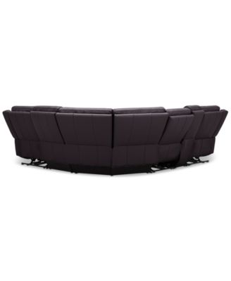 Addyson 117" 6-Pc. Leather Sectional with 3 Zero Gravity Recliners with Power Headrests & 1 Console