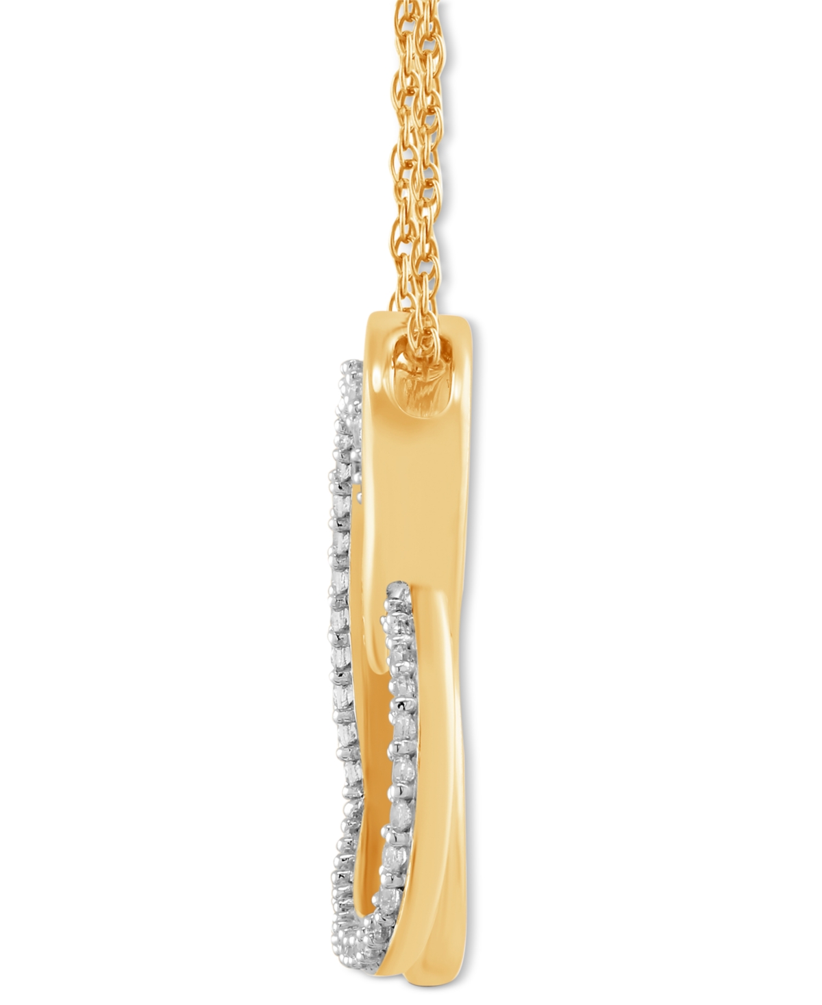 Shop Macy's Diamond Diagonal Double Heart Pendant Necklace (1/4 Ct. T.w.) In Sterling Silver & 14k Gold-plate, 1 In Sterling Silver  Gold-plate