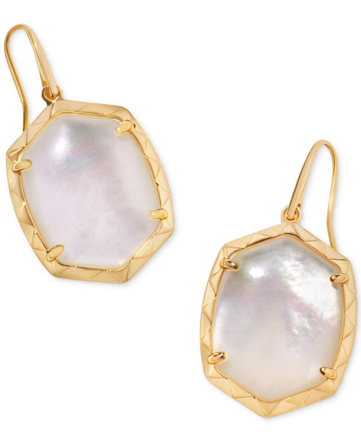 Shop Kendra Scott 14k Gold-plated Stone Drop Earrings In Ivory Mother Of Pearl