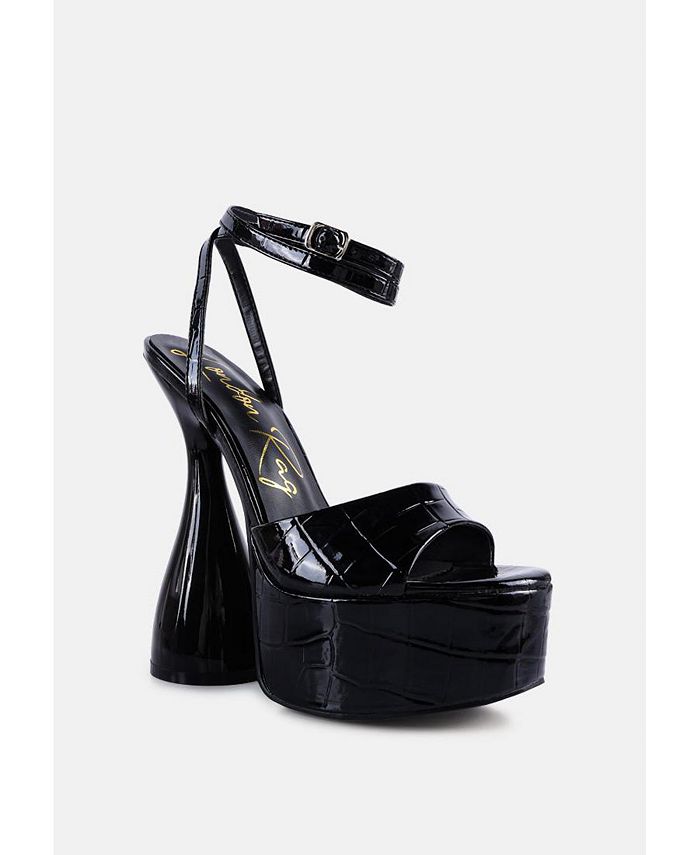 London Rag Women's Drop Dead Patent Croc Ultra High Platform Sandals