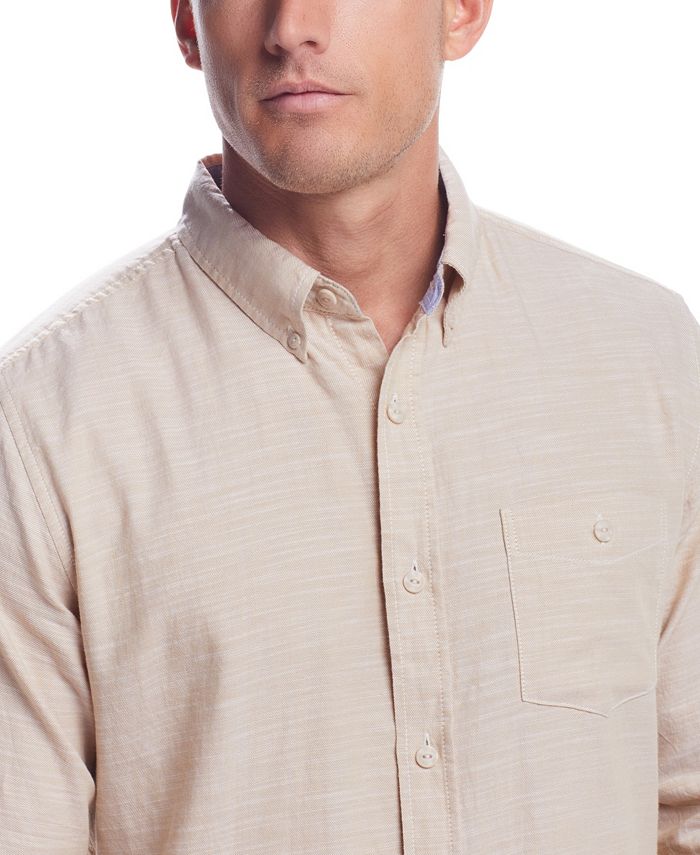 Long-sleeved poly shirt, men's size L unclear coral Vintage Second Hand