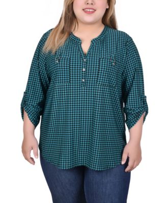 Plus Size Roll-Tab Sleeve Top 