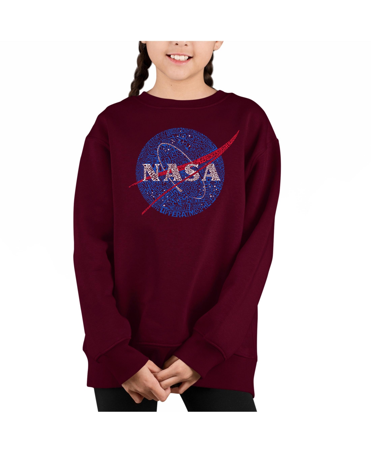 Nasa'S Most Notable Missions - Big Girl's Word Art Crewneck Sweatshirt