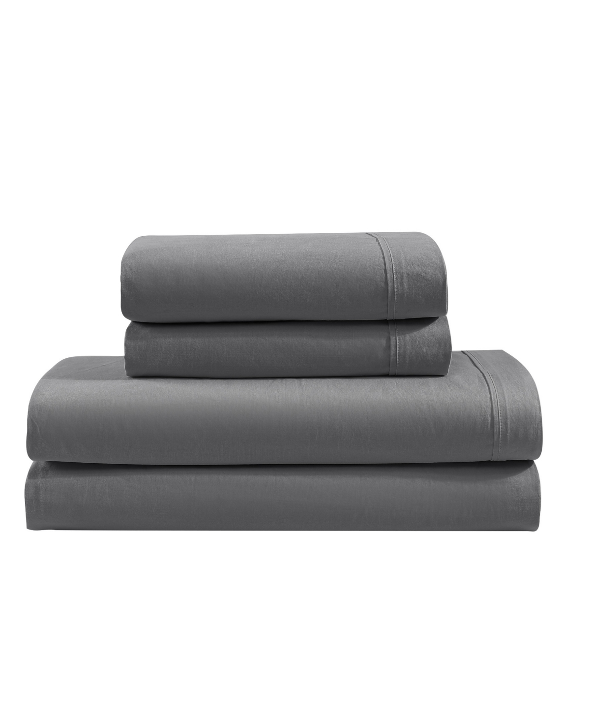 Shop Calvin Klein Washed Percale Cotton Solid 4 Piece Sheet Set, King In Dark Gray