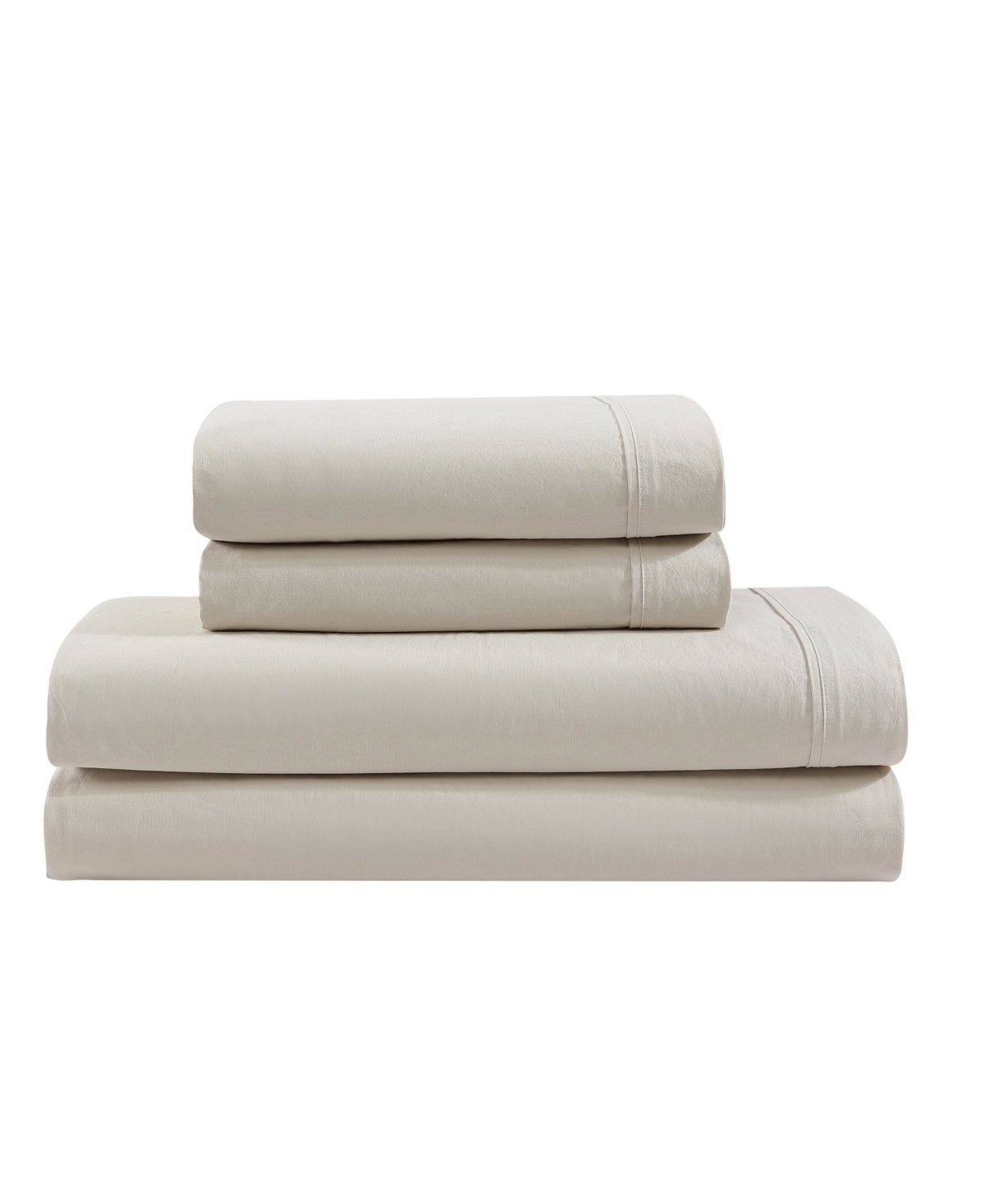 Calvin Klein Washed Cotton Percale 4-pc. Sheet Set, Queen In Light Beige