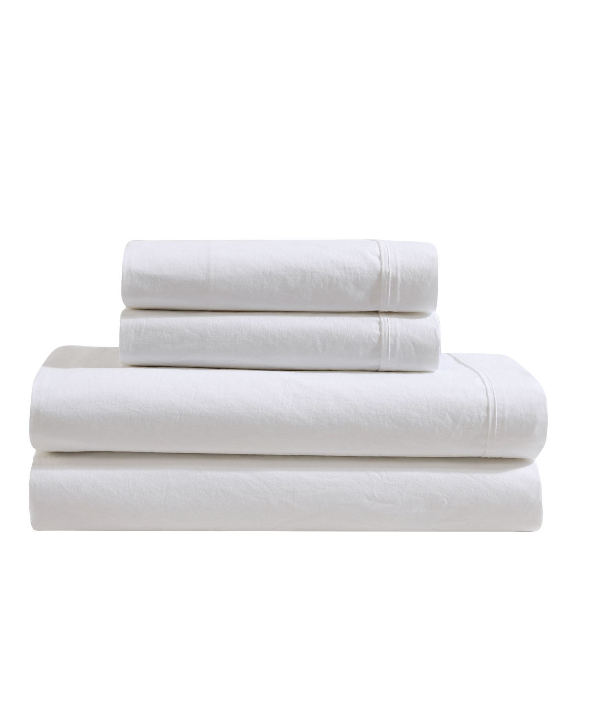 Shop Calvin Klein Washed Percale Cotton Solid 4 Piece Sheet Set, King In White
