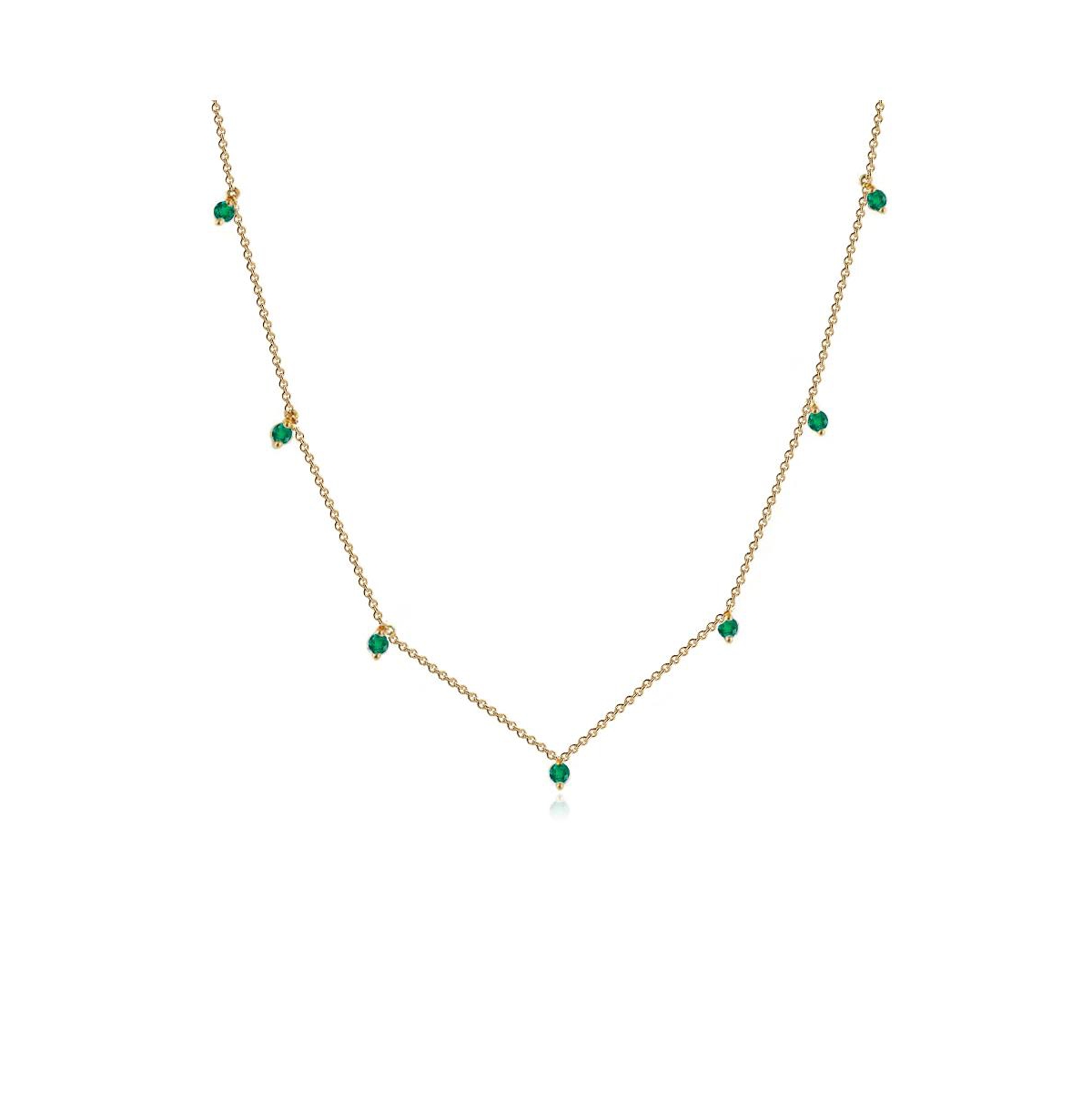 Aj by Alev Seven Dangling Emeralds Necklace - Gold