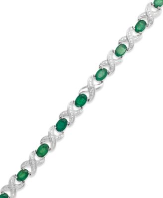Gemstone and Diamond Accent XO Bracelet in Sterling Silver