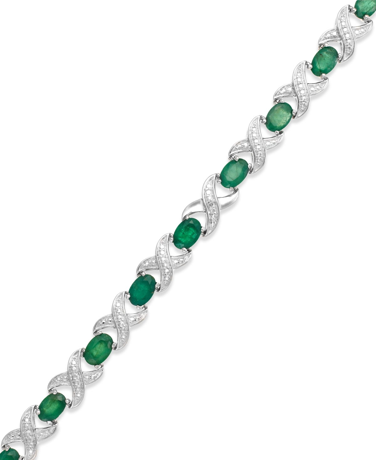 Gemstone and Diamond Accent Xo Bracelet in Sterling Silver