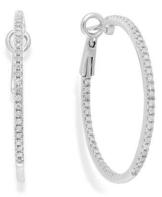 Diamond Hoop Earrings in 14k White Gold (1/2 ct. t.w.) - Macy's