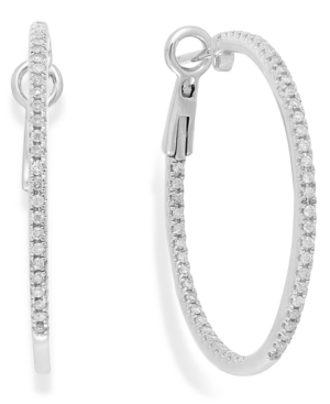 image of Diamond Hoop Earrings in 14k White Gold (1/2 ct. t.w.)
