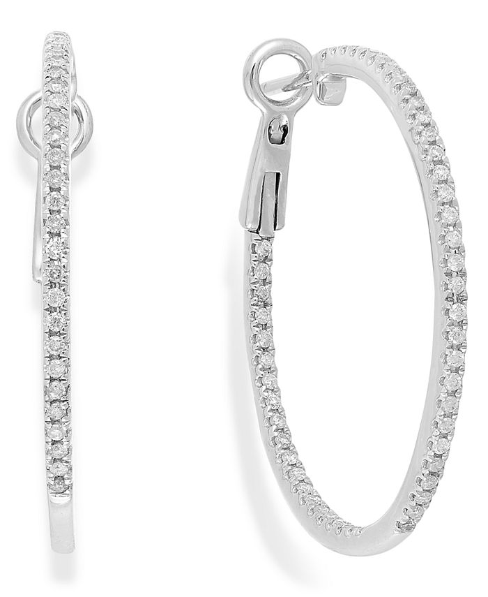 Macy's - Diamond Hoop Earrings in 14k White Gold (1/2 ct. t.w.)