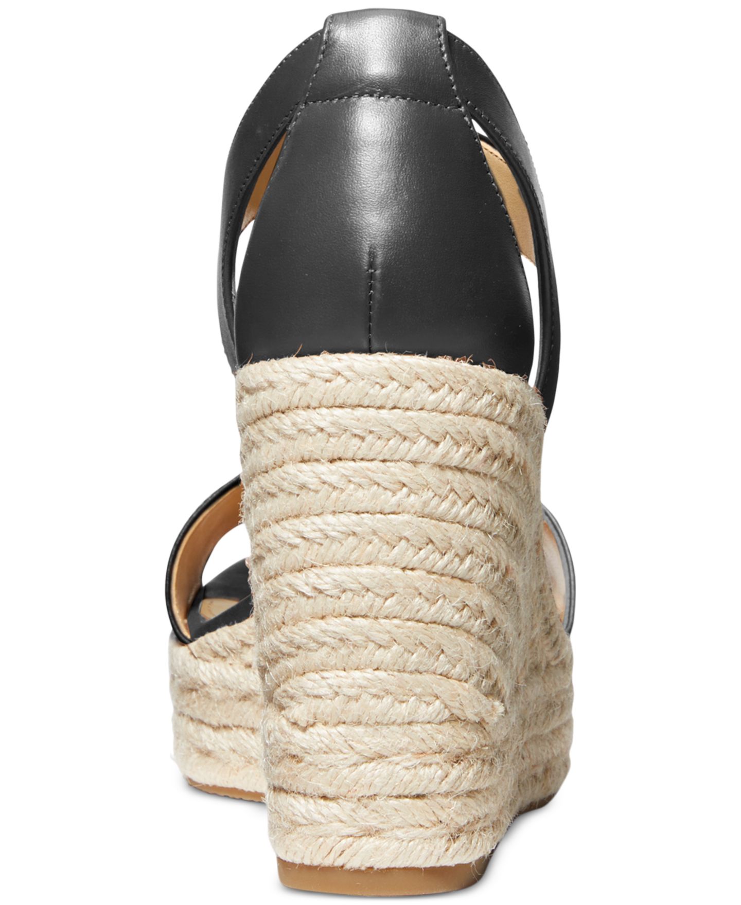 Женские сандалии MICHAEL Michael Kors Berkley Espadrille Mid Wedge, цвет: Чёрный кожаный — фото 3