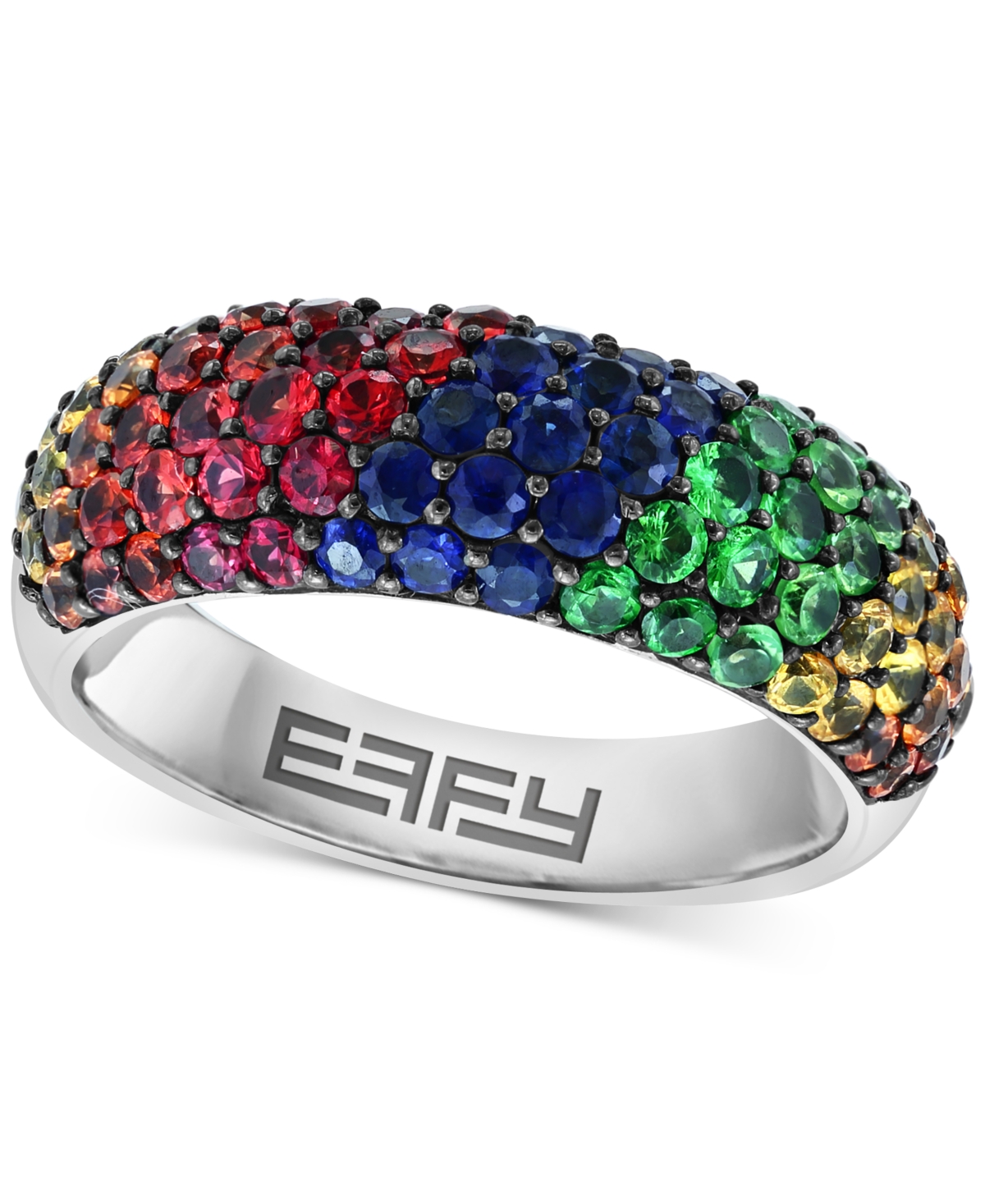 Shop Effy Collection Effy Multi-gemstone Pave Cluster Ring (2-5/8 Ct. T.w.) In Sterling Silver