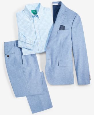 Shop Brooks Brothers Big Boys Classic Fit Suit Jacket Plaid Shirt Dress Pants In Blue,green