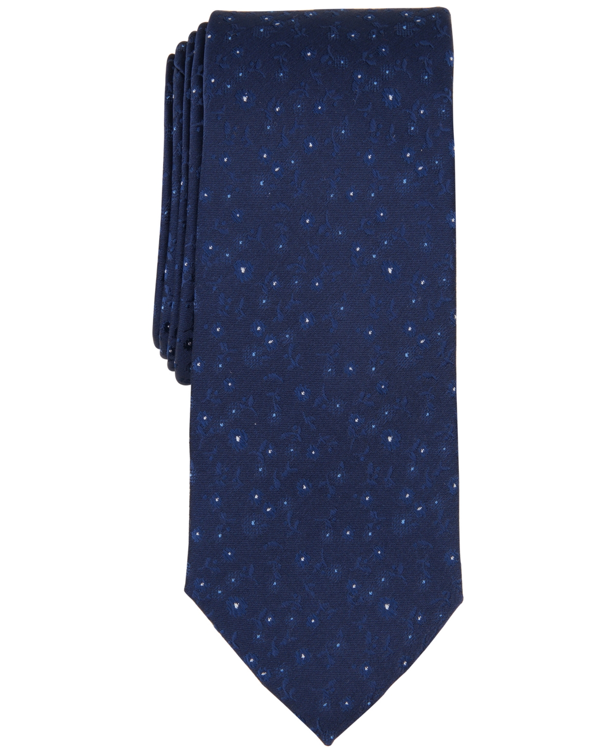 Shop Bar Iii Men's White-dot Floral Tie, Created For Macy's In Navy