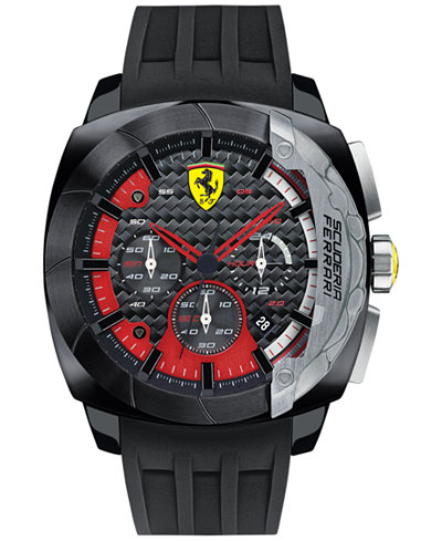 Scuderia Ferrari Men's Chronograph Aerodinamico Black Silicone Strap Watch 46mm 830205