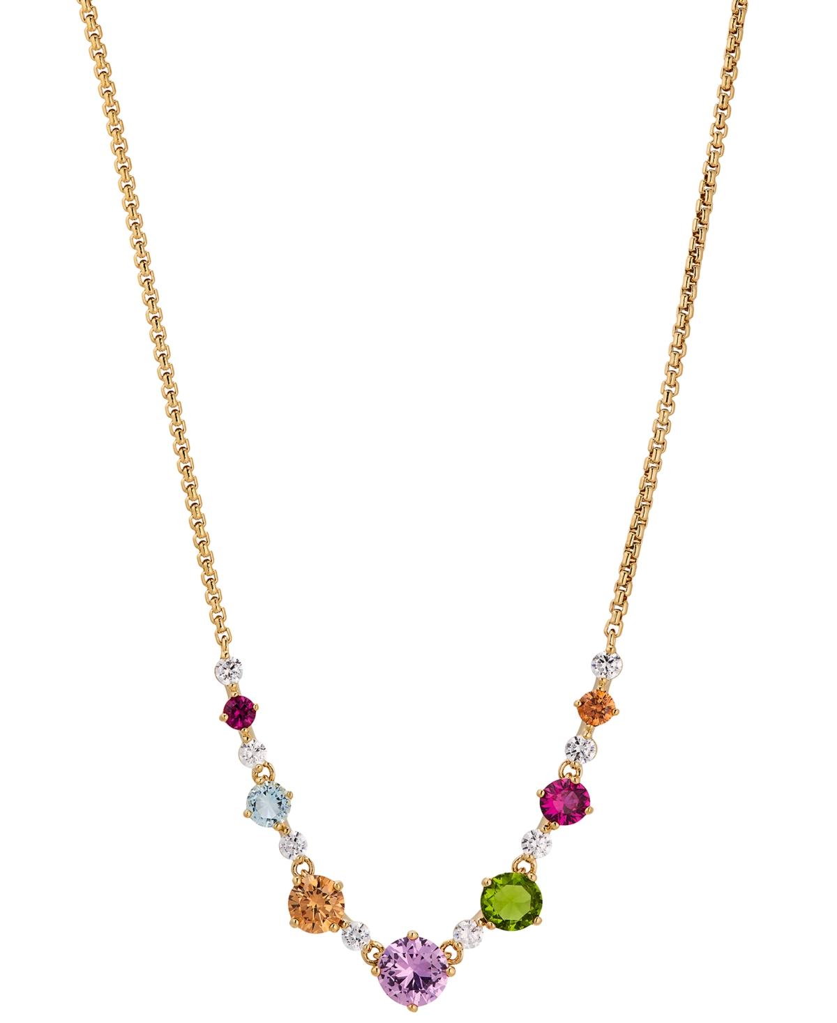 18k Gold-Plated Multicolor Mixed Stone Statement Necklace, 15" + 3" extender, Created for Macy's - Gold