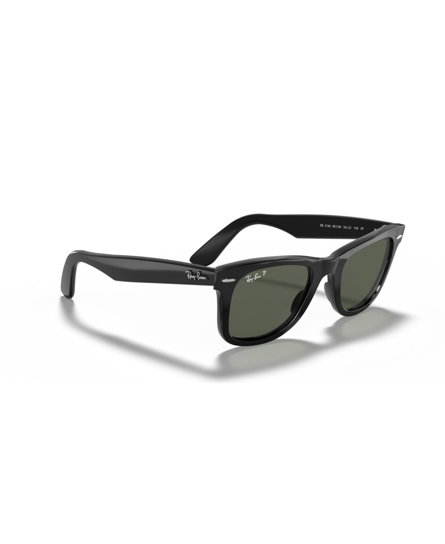 Солнцезащитные очки Ray-Ban Polarized Unisex Sunglasses, RB2140 Original Wayfarer, цвет: Полированный чёрный / Зелёный — фото 4