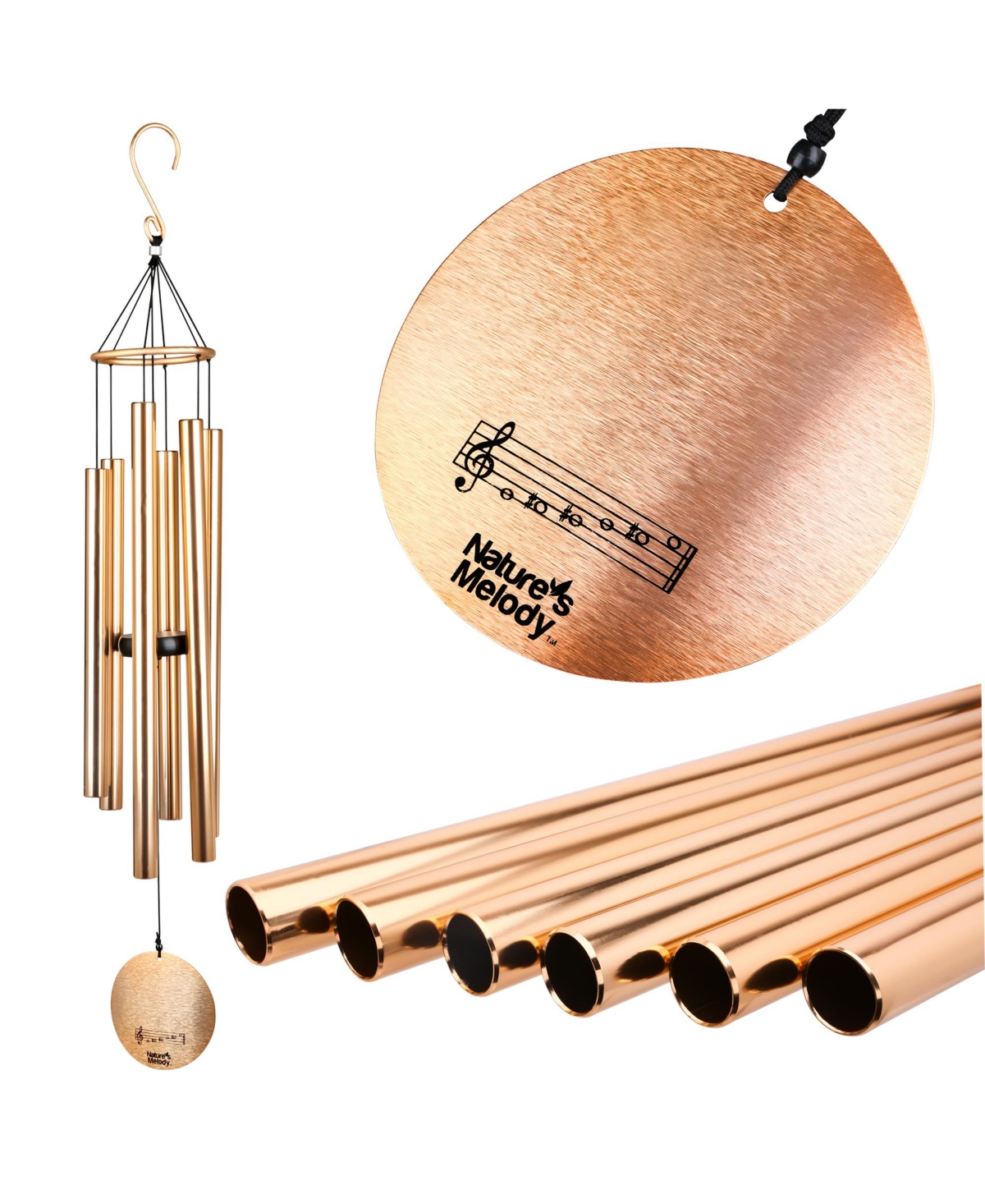 Aureole Tunes Wind Chimes - 6-Tube Outdoor Wind chime, E Pentatonic Scale - 36 Inch - Forest green