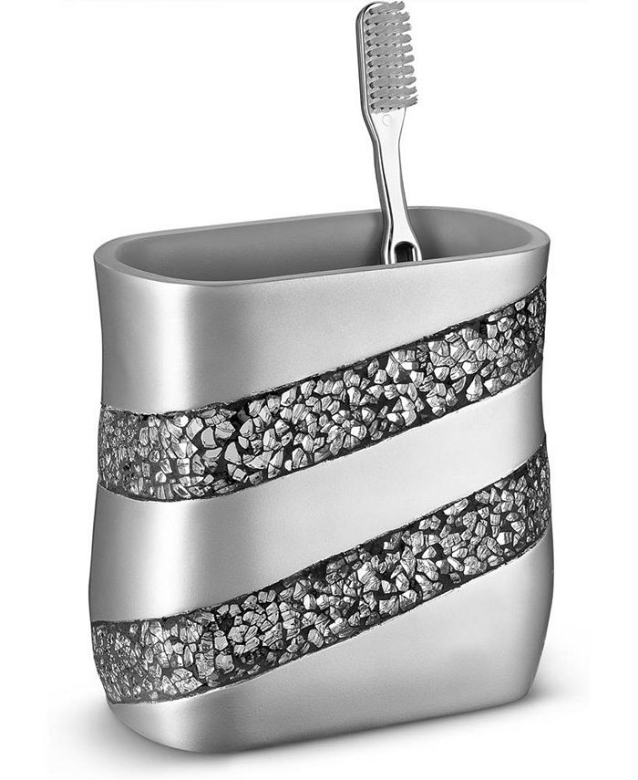 Creative Scents Decorative Silver Mosaic Bathroom Toothbrush Holder